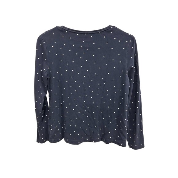 Croft & Barrow Womens Polka Dot Classic Long Sleeve Tee Size S Navy Cotton - Picture 2 of 10